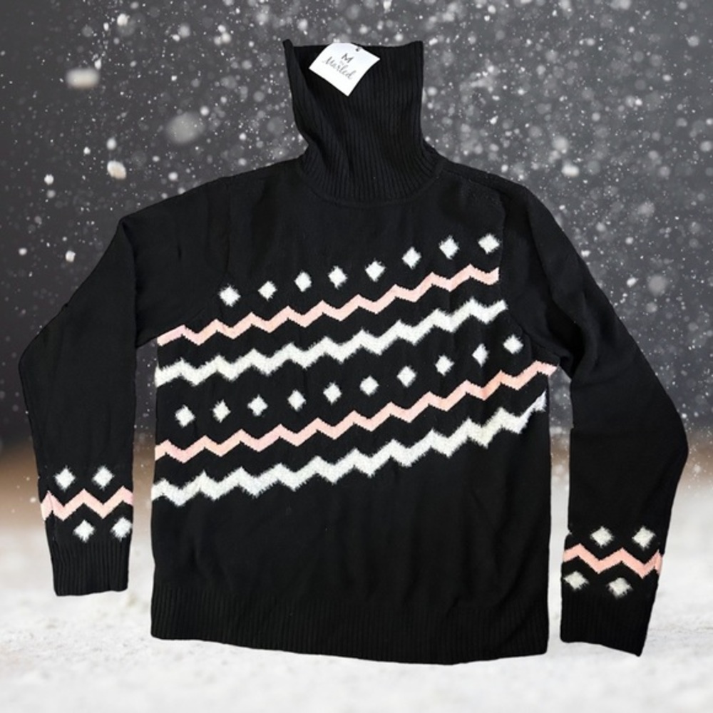 M by Marled chevron xl fuzzy turtleneck sweater